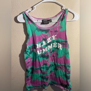 WESC Hazy Summer Tie Dye Purple /Green Tank Too-Medium